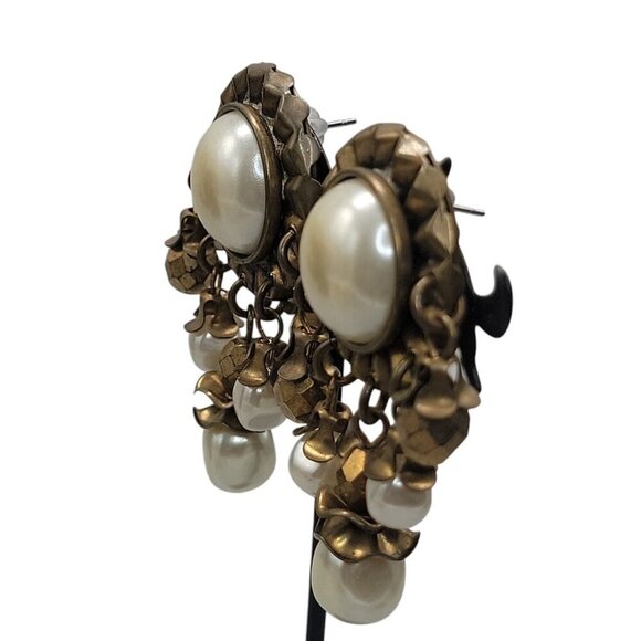 Baer SF Post Earrings With Faux Pearls & Dangling Beads Statement Vintage - Picture 14 of 15